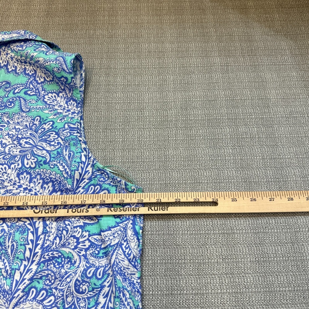 Cynthia Rowley Linen Paisley Shift Dress size 12 Coastal Sleeveless‎ Resort - Picture 5 of 7